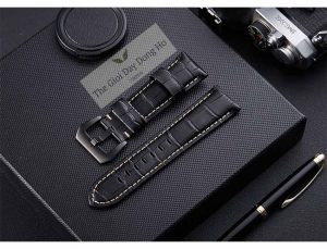 Dây Da Đồng Hồ Màu Đen DBT02 Size 24mm