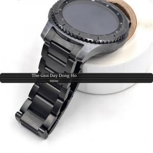 dây đồng hồ kim loại 3 hạt màu đen