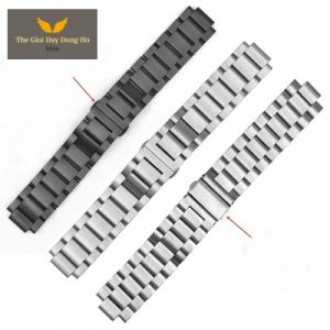 dây đồng hồ kim loại 3 hạt màu đen và bạc